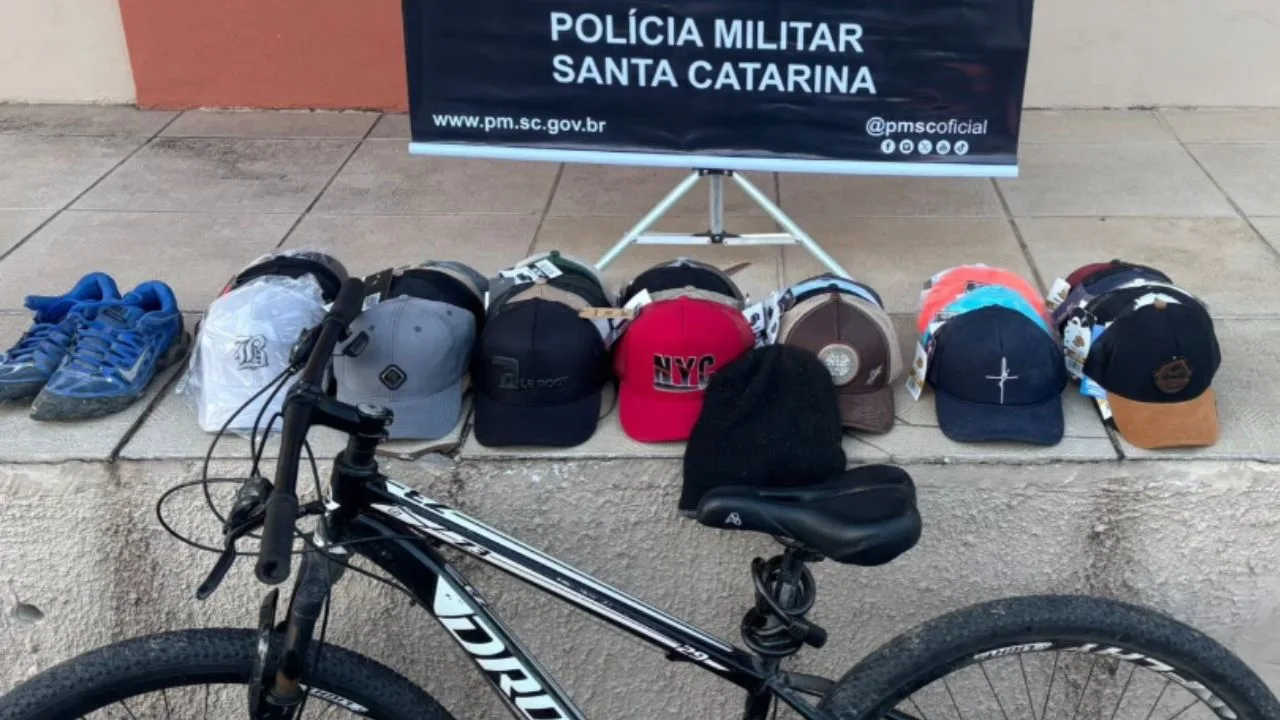 Polícia Militar prende homem por furto de bonés e bicicleta em Lages | Foto: Reprodução redes sociais