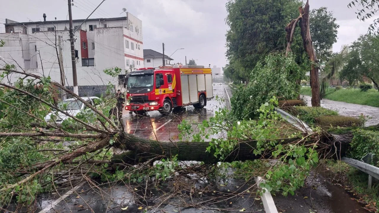 Temporal causa destruição e deixa mais de 9 mil sem luz em Lages | Foto: 5º BBM