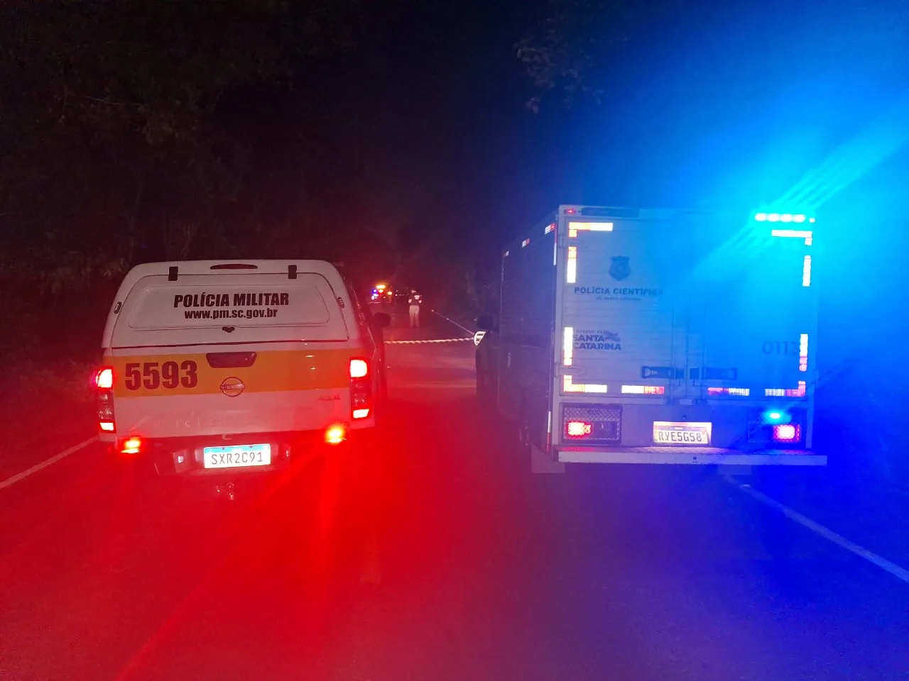 Colisão frontal mata motociclista em SC; rodovia ficou interditada por 7 horas |  Imagem: PMRV/ Cedido ao SCC10