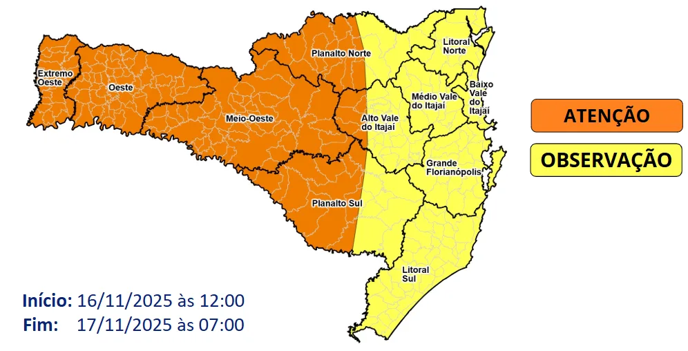 Ciclone coloca SC em estado de atenção para temporais; veja a previsão