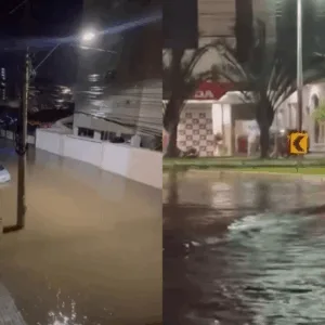 Chuva torrencial e vento forte provocam alagamentos em cidades do Litoral e do Oeste de SC - Foto: @Itapemamilgrau/ @portobelomilgrau