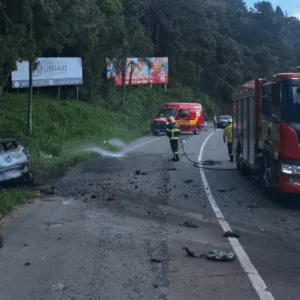 Homem e criança morrem após carro pegar fogo em SC