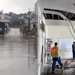 Chuva forte provoca desabamento de forro em escola e alaga ruas no Oeste de SC | Imagem: Defesa Civil de SC