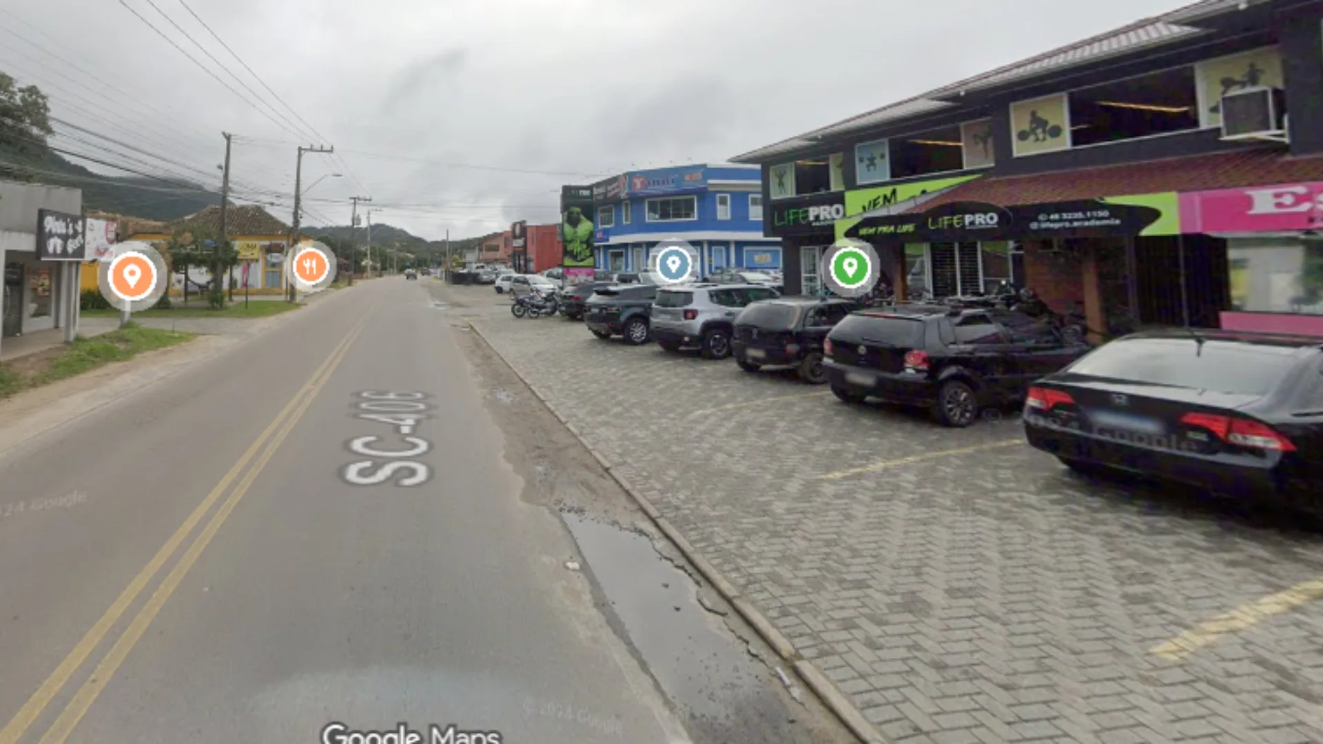 Ciclista é atropelada e motorista foge na SC-406, em Florianópolis |  Imagem: Reprodução/ Google Street View