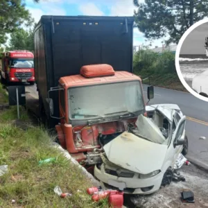 Jovem morre em acidente entre carro e caminhão na SC-350