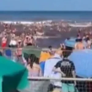 VÍDEO: 'mini tsunami' engole faixa de areia e arrasta turistas na Argentina | Foto: Reprodução