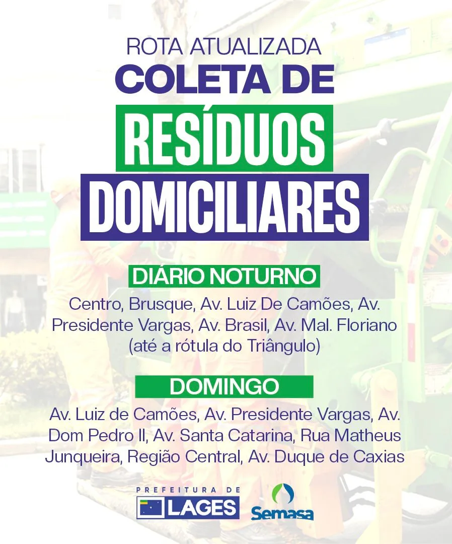Lages terá novos horários na coleta de lixo em março