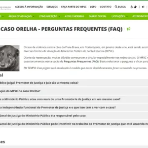 MPSC lança página oficial para informações sobre o Cão Orelha | Foto: reprodução/site MPSC 