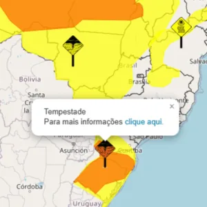 SC e mais 10 estados do Brasil entram em alerta laranja para tempestades | Foto: Inmet via SBT News