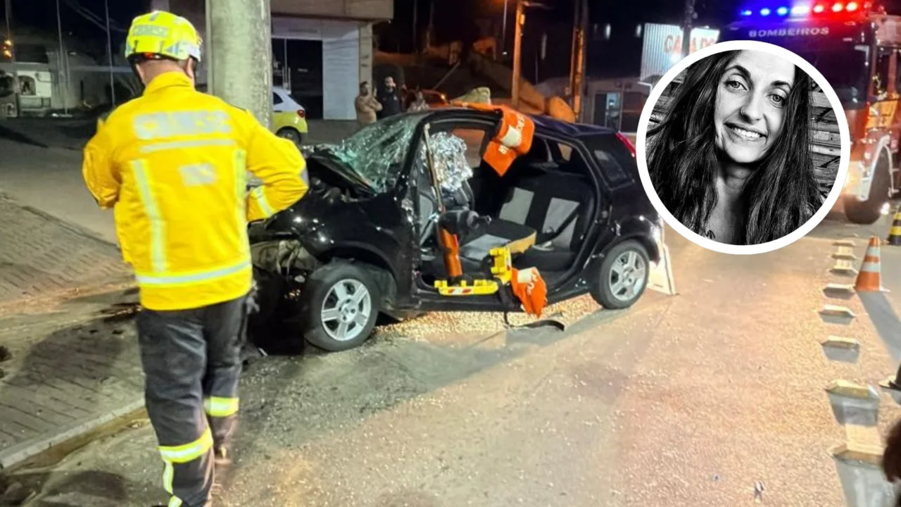 Mulher morre após carro colidir contra poste em SC