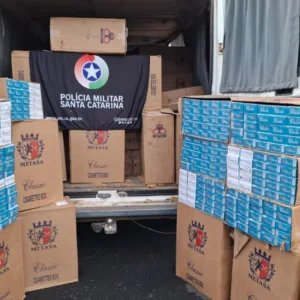 PMRv apreende 41 mil maços de cigarros em Xanxerê | Foto: Divulgação