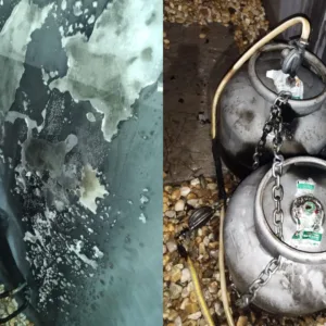 Botijão de gás recém-trocado pega fogo e assusta moradores em SC