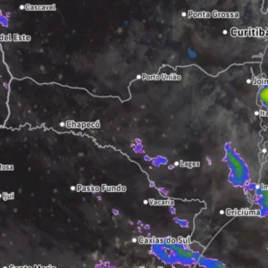 Ciclone e frente fria trazem semana de temporais para Santa Catarina | Foto: AccuWeather / Reprodução