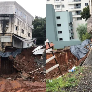 Deslizamento em obra leva Defesa Civil a interditar casas em SC