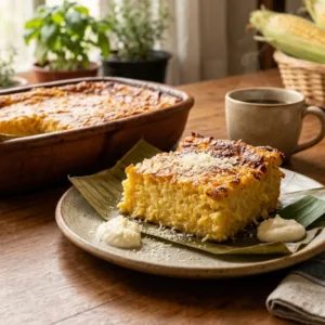 Essa pamonha de forno doce fica cremosa e pronta em 1 hora