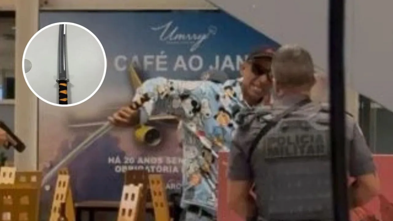 Homem em surto ameaça passageiros de aeroporto com espada