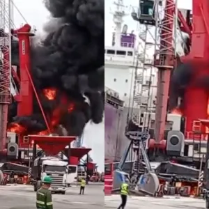 Vídeo flagra explosões durante incêndio em guindaste no RS