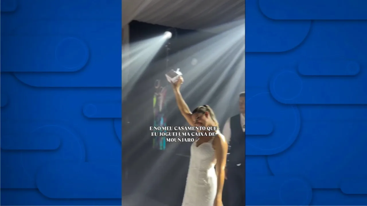 Noiva de SC troca buquê por 'Mounjaro' e surpreende convidados em casamento
