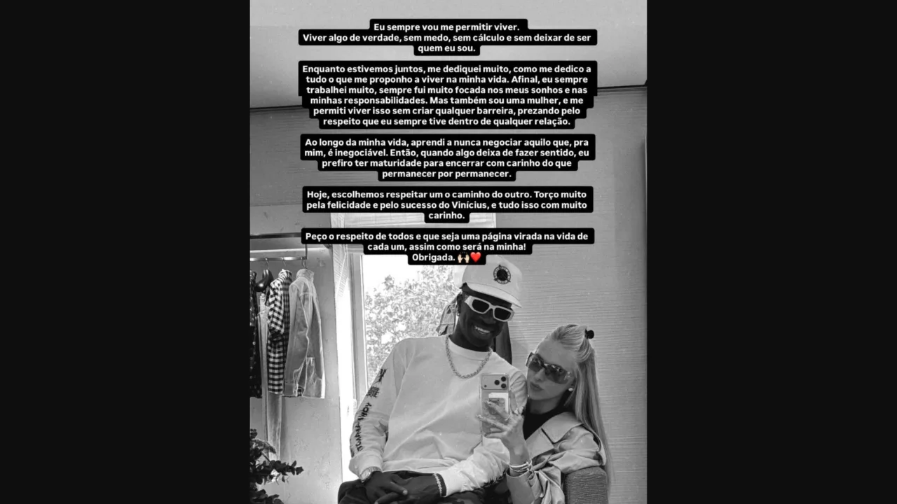 Virginia anuncia fim do namoro com Vini Jr.