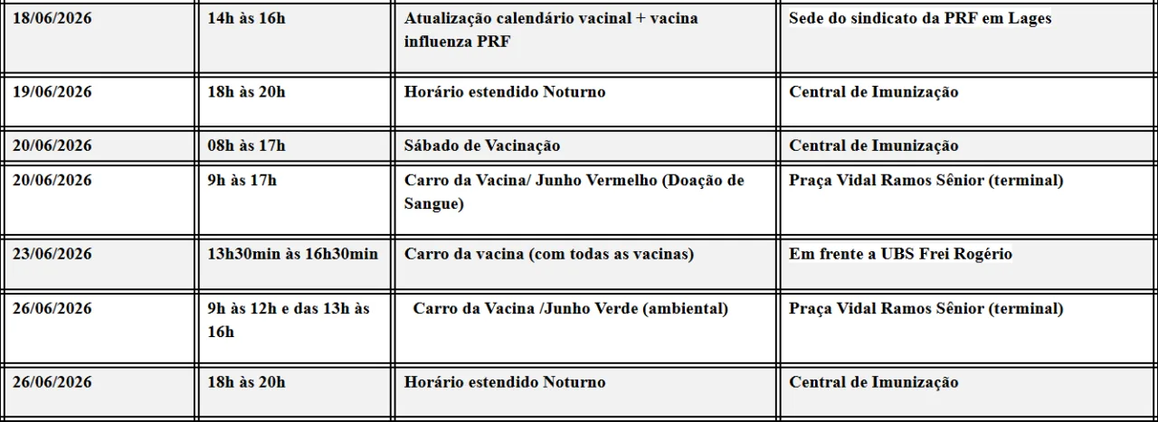 Lages terá vacinação na Festa do Pinhão e nos bairros