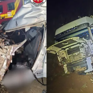 Motorista morre preso às ferragens após grave acidente na BR-282 em SC | Foto: BBM - OBM Campos Novos/Divulgação