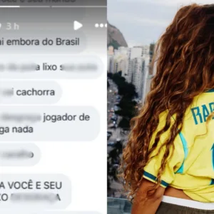 'Vai embora', esposa de Raphinha revela xingamentos após estreia do Brasil na Copa | Fotos: @taia_belloli/Redes sociais