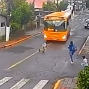 Criança quase é atropelada por ônibus no Oeste de SC