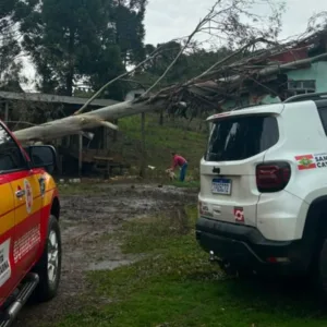 Rajadas de até 90 kmh provocam estragos em Garuva e atingem outras cidades de SC | Foto: divulgação / Defesa Civil 