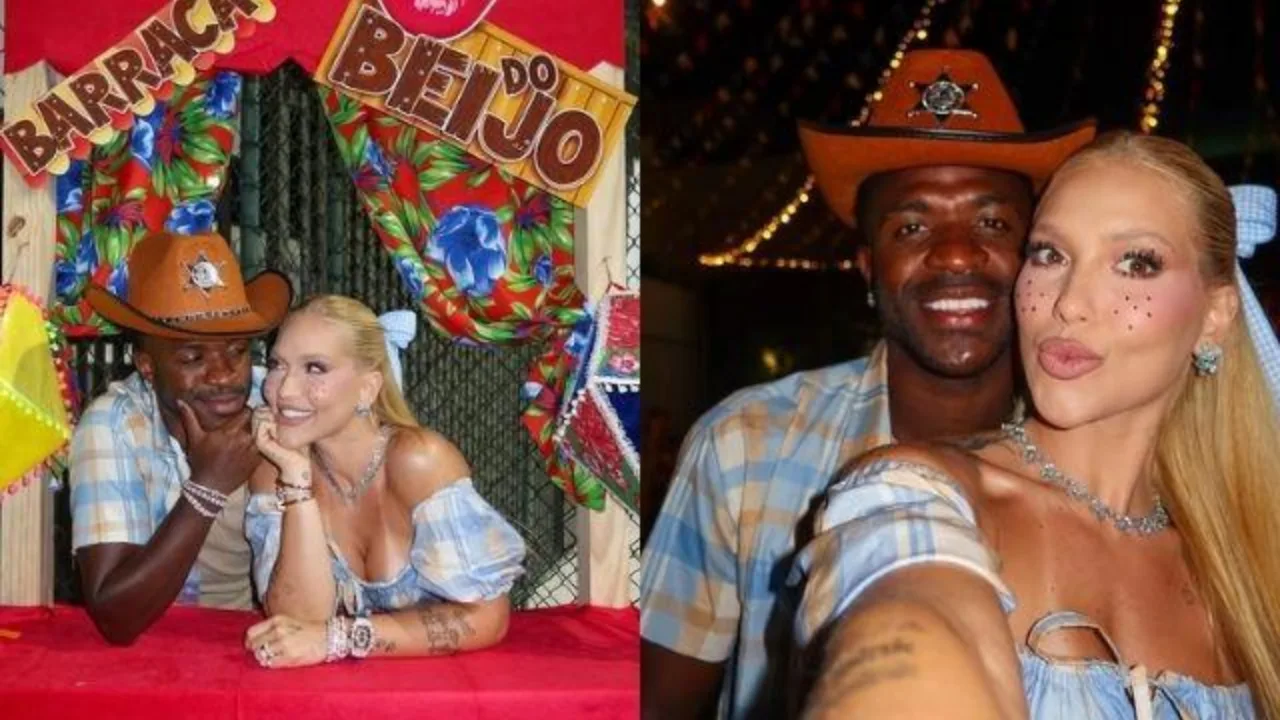 Vini Jr exibe novo visual ao lado de Virginia em festa junina