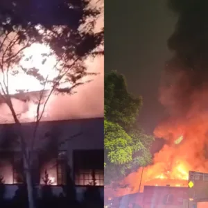 Casa de eventos foi interditada após incêndio de grandes proporções na Via Gastronômica, em Joinville | Foto: Reprodução | Redes Sociais