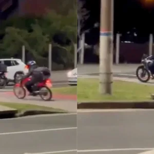Os flagrantes mostram motociclistas invadindos a calçada na saída do Córrego Grande e Pantanal em direção à Trindade. Foto: imagens exclusivas cedidas ao SCC SBT/SCC10.  